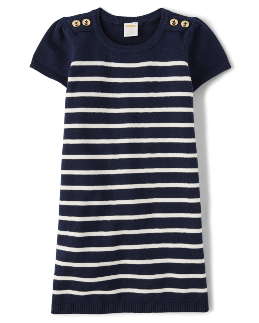Girls Striped Button Sweater Dress - Classroom Cutie - view 1