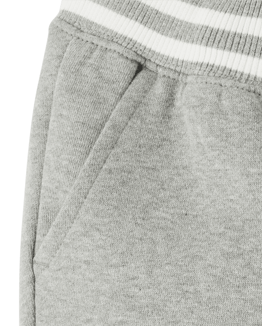 Boys Striped Cuff Fleece Jogger Pants - Little Essentials - view 2