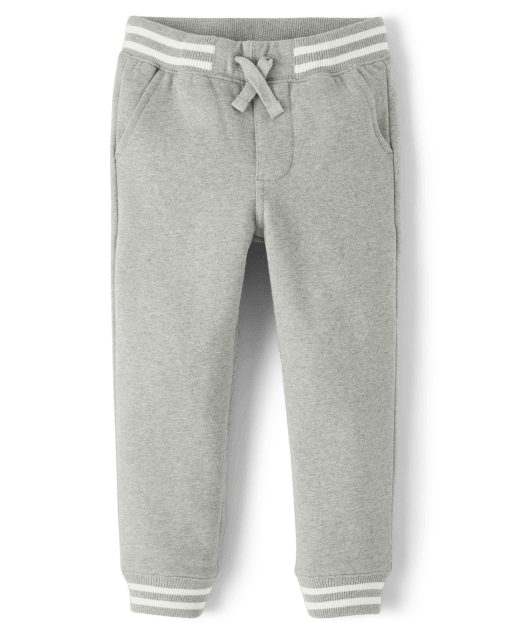 Boys Striped Cuff Fleece Jogger Pants - Little Essentials - view 1