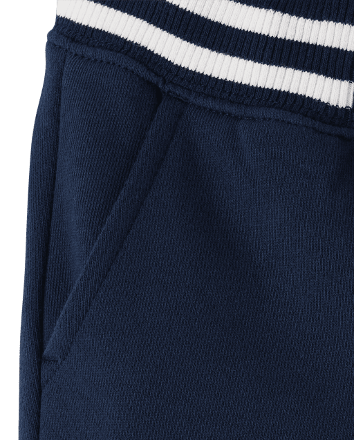 Boys Striped Cuff Fleece Jogger Pants - Little Essentials - view 2