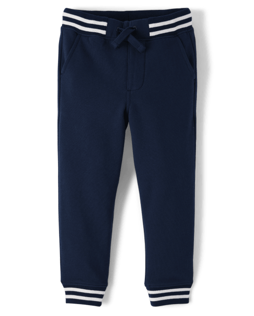 Boys Striped Cuff Fleece Jogger Pants - Little Essentials - view 1