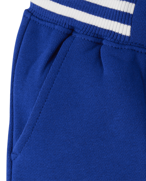 Boys Striped Cuff Fleece Jogger Pants - Little Essentials - view 2