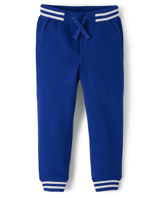 Boys Striped Cuff Fleece Jogger Pants - Little Essentials