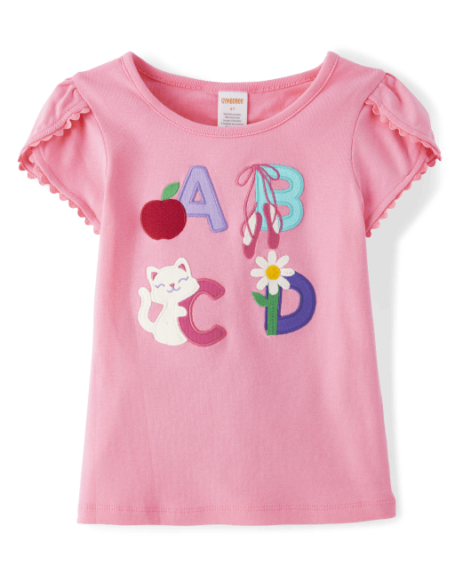 Girls Embroidered Letter Tulip Top - Classroom Cutie - view 1