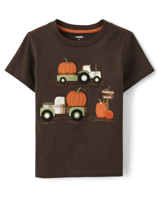 Boys Embroidered Pumpkin Tractor Top - Autumn Adventures - view 1