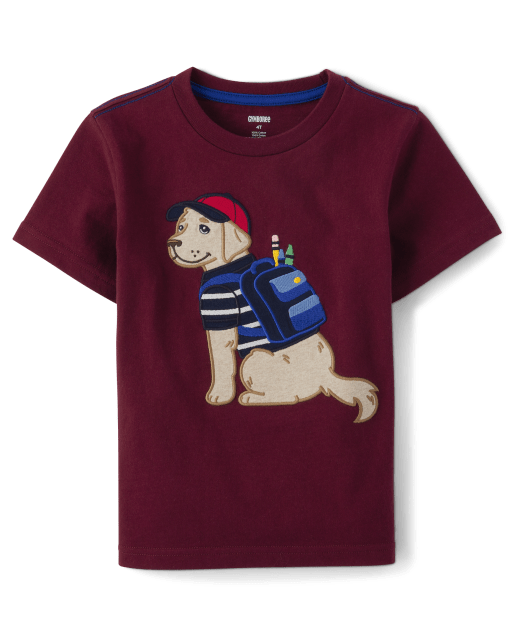 Boys Embroidered Dog Backpack Top - Classroom Cutie