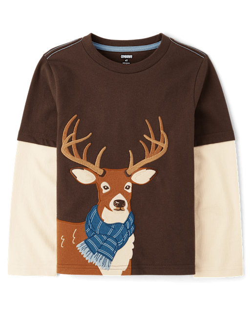 Boys Embroidered Deer Layered Top - Country Charm - view 1