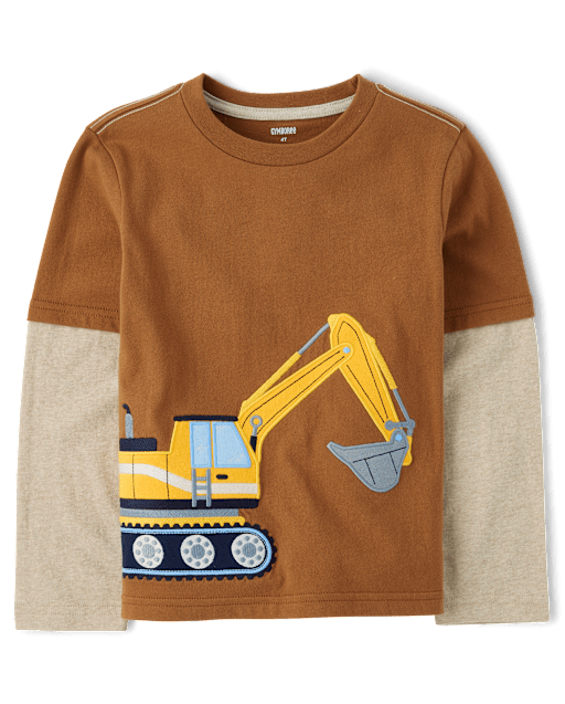 Boys Embroidered Construction Layered Top - Country Charm - view 1