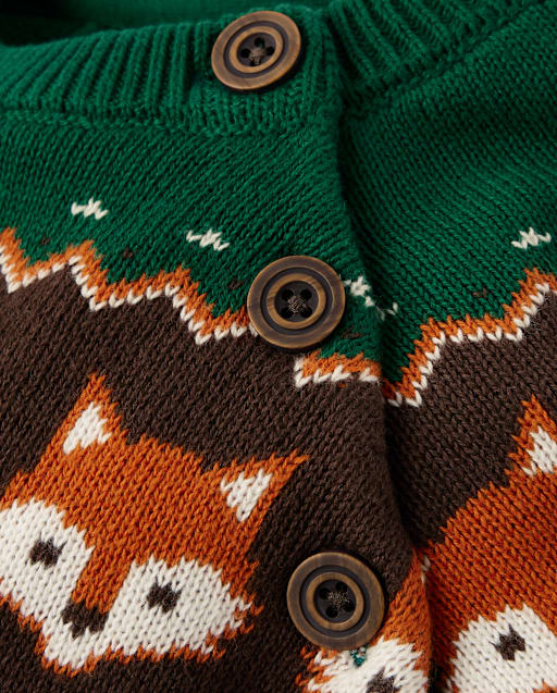 Boys Fox Fairisle Button Sweater - Autumn Adventures - view 2