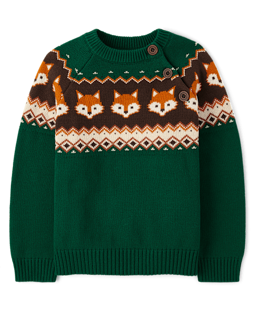 Suéteres con botones Fox Fairisle para niños - Aventuras de otoño