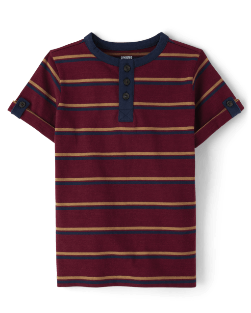 Boys Striped Henley Top - Classroom Cutie