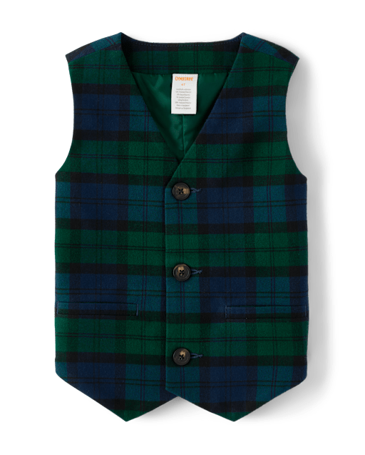 Boys Plaid Suit Vest - All Dressed Up