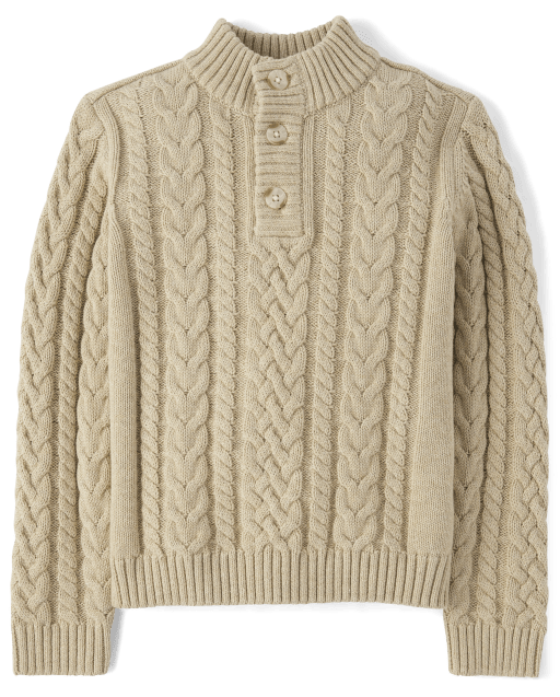 Boys Cable Knit Turtleneck Sweater - Little Essentials - view 1