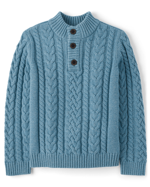 Boys Cable Knit Turtleneck Sweater - Little Essentials