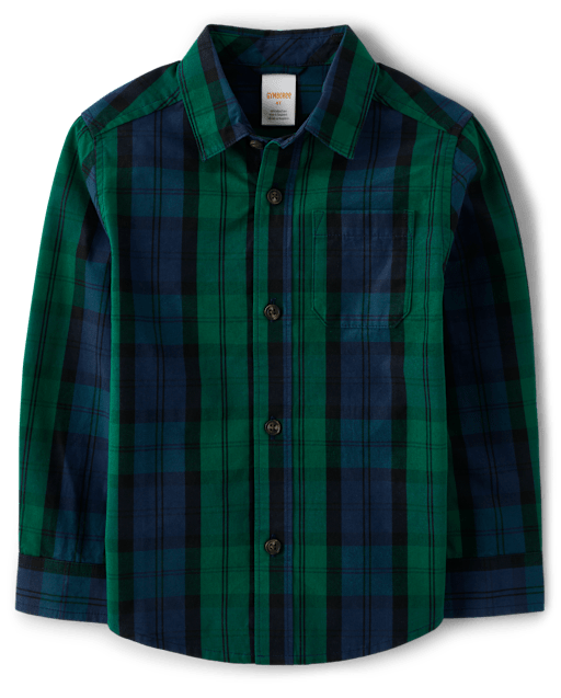 Boys Matching Family Plaid Poplin Button Up Shirt - All Dressed Up