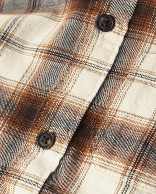 Boys Plaid Flannel Button Up Shirt - Autumn Adventures - view 2