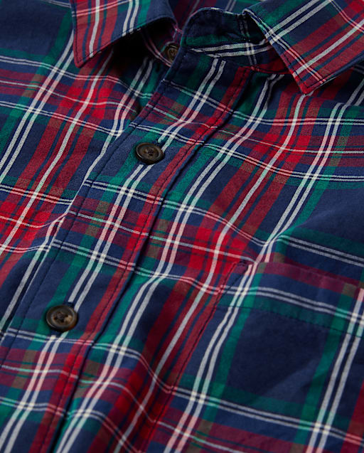 Mens Matching Family Plaid Poplin Button Up Shirt - Royal Christmas - lbl_product_image_view_2
