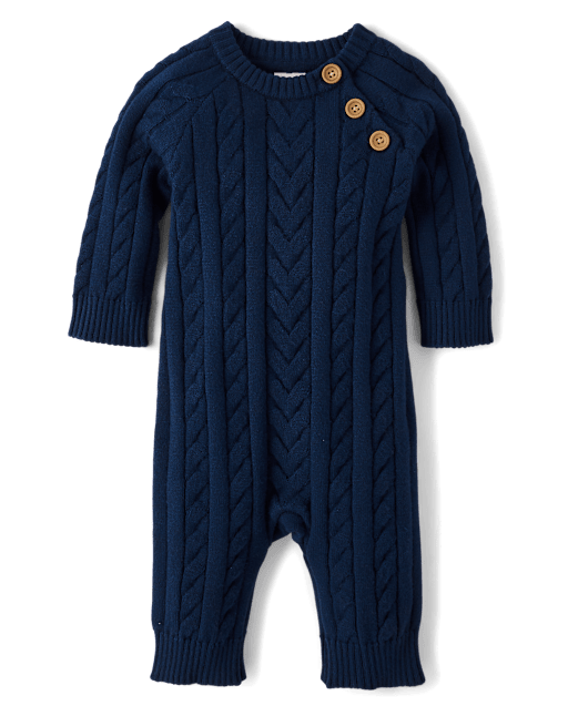 Baby Boys Cable Knit Sweater Romper - Homegrown by Gymboree