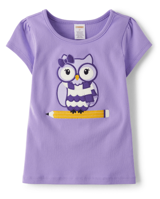 Girls Embroidered Owl Pencil Top - Classroom Cutie