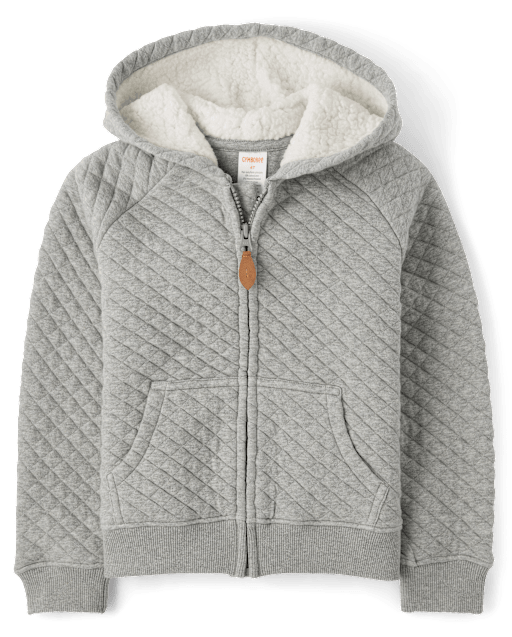 Boys Quilted Zip Up Hoodie - Little Essentials - view 1