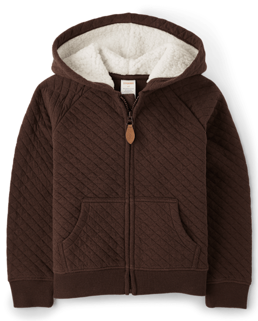Boys Quilted Zip Up Hoodie - Little Essentials - view 1