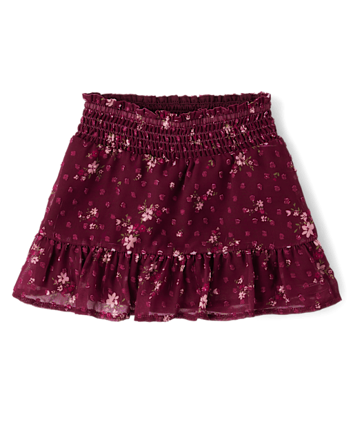 Girls Floral Smocked Ruffle Skort - Country Charm