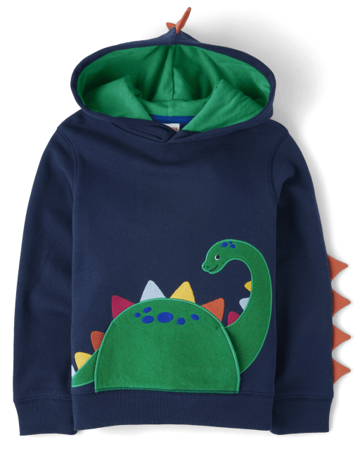 Boys Embroidered Dino Fleece Hoodie - Classroom Cutie - view 1