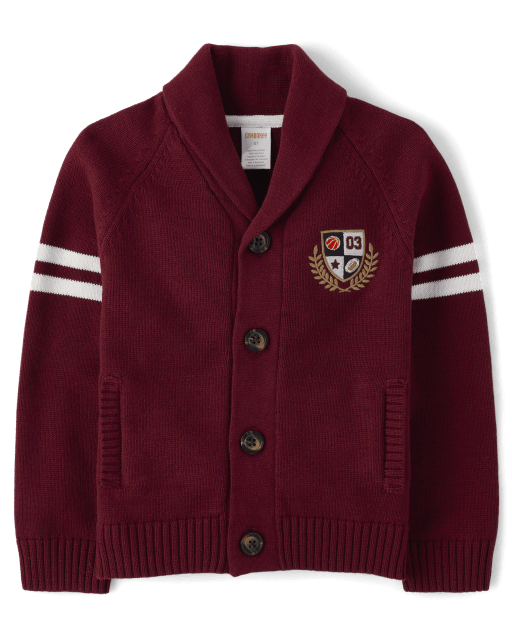 Boys Embroidered Varsity Cardigan - Classroom Cutie
