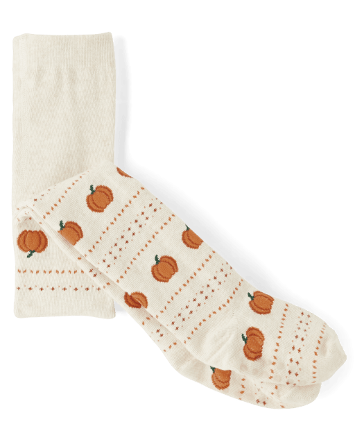 Girls Pumpkin Fairisle Tights - Autumn Adventures