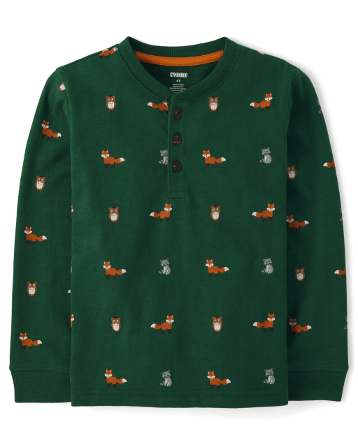 Camiseta henley Fox para niños - Aventuras de otoño