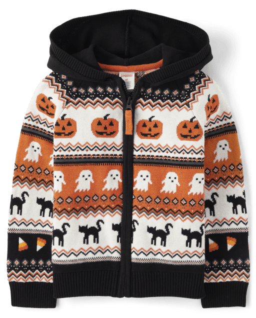 Boys Intarsia Halloween Fairisle Cardigan - Halloween