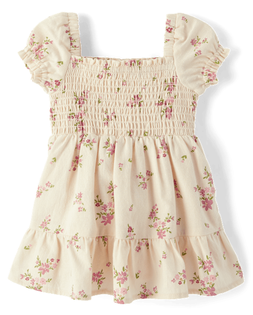 Baby Girls Floral Flannel Ruffle Dress - view 2