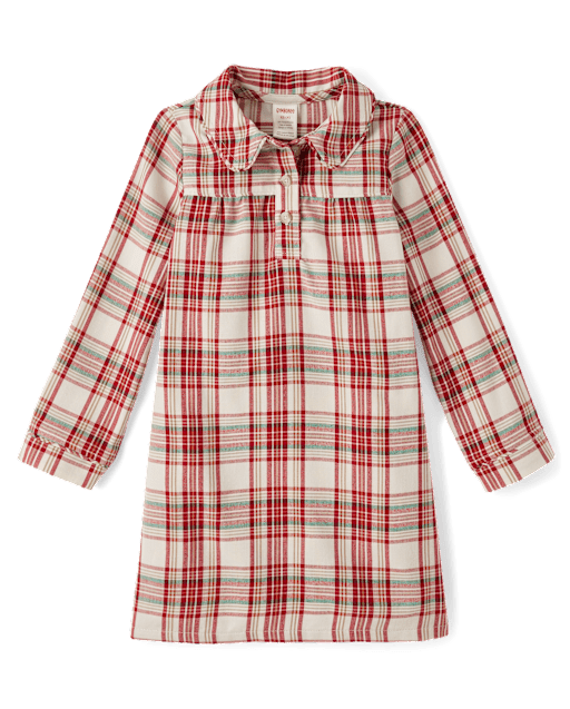 Girls Matching Family Plaid Flannel Nightgown - view 2