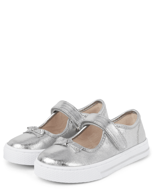 Girls Metallic Bow Mary Jane Shoes - Classroom Cutie