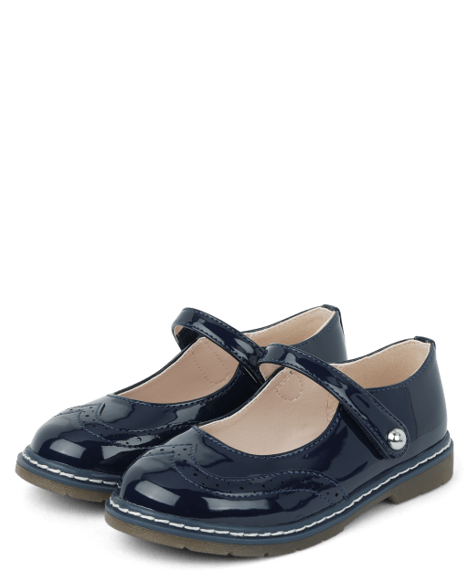 Girls Perforated Faux Patent Leather Ballet Flats - Classroom Cutie