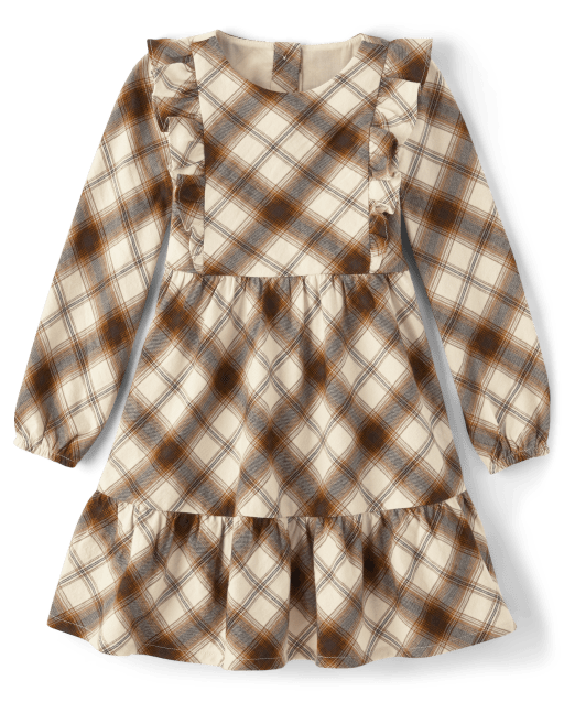 Girls Plaid Tiered Dress - Autumn Adventures