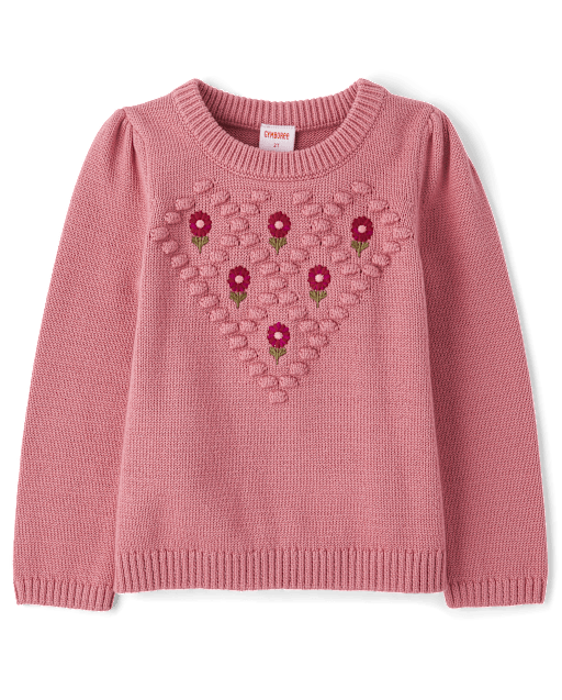 Girls Embroidered Floral Sweater - Country Charm