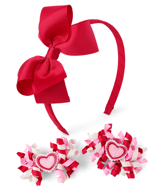 Girls 3-Piece Hair Set - Mini Valentine