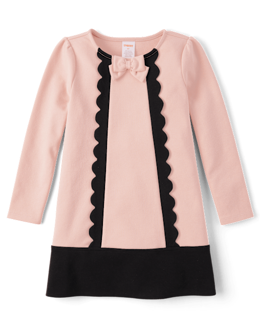 Girls Scalloped Ponte Shift Dress - Lil' Leopard - view 1