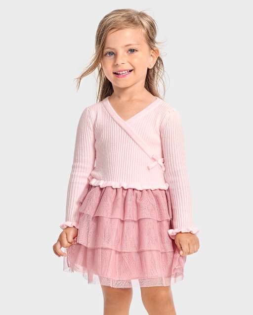 Girls Ruffle Faux Wrap Dress - Tiny Dancer