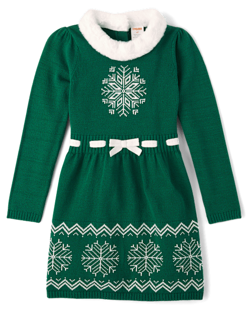 Girls Snowflake Fairisle Sweater Dress - Holiday Express