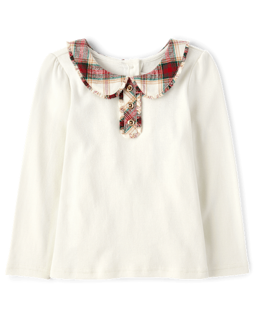 Girls Plaid Collar Top - Holiday Express