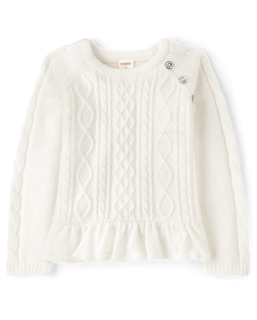 Fille tricot câblé à basque Chandails - Little Snowflake