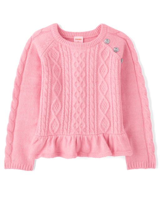 Fille tricot câblé à basque Chandails - Little Snowflake
