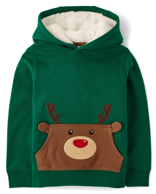 Boys Reindeer Fleece Hoodie - Holiday Express