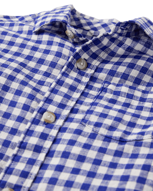 Boys Plaid Button Up Shirt - Coastal Cutie - view 2