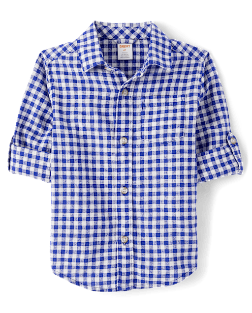 Boys Plaid Button Up Shirt - Coastal Cutie