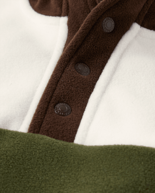 Boys Colorblock Half Button Microfleece Pullover - Little Essentials - view 2