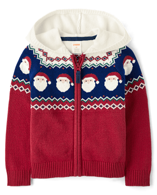 Boys Santa Fairisle Zip Up Sweater - Holiday Express