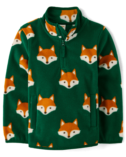 Boys Fox Microfleece Half Zip Pullover - Little Essentials